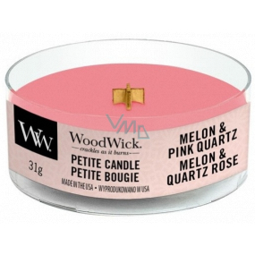 Woodwick Melon & Pink Quartz - Melón a ružový kremeň vonná sviečka s dreveným knôtom petite 31 g