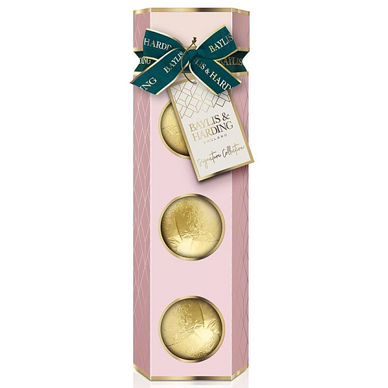 Baylis & Harding Jojoba, Vanilka & Mandľový olej šumivé gule do kúpeľa 3 x 100 g, kozmetická sada pre ženy