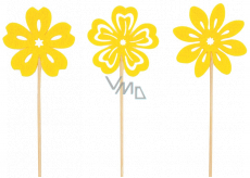 Plstený kvet žltý 6 cm + špajdle, rôzne motívy