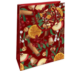 Nekupto Darčeková papierová taška 14 x 11 x 6,5 cm Vianočná škorica, pomaranč, jablko