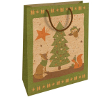 Nekupto Darčeková kraftová taška 28 x 37 cm Vianočný stromček so zvieratkami