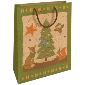 Nekupto Darčeková kraftová taška 28 x 37 cm Vianočný stromček so zvieratkami