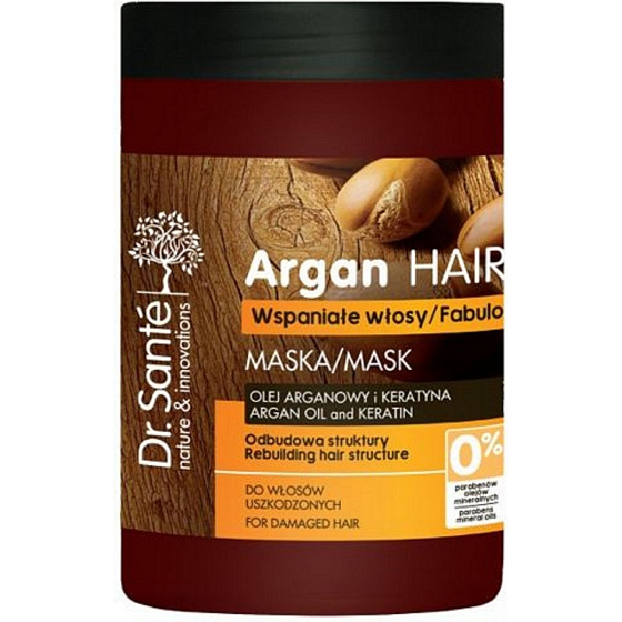 Dr. Santé Arganový olej a keratin krémová maska na poškodené vlasy 1l