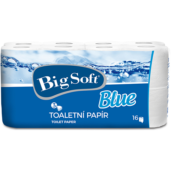 Big Soft Blue toaletný papier biely 3 vrstvový 150 útržkov 16 rolí