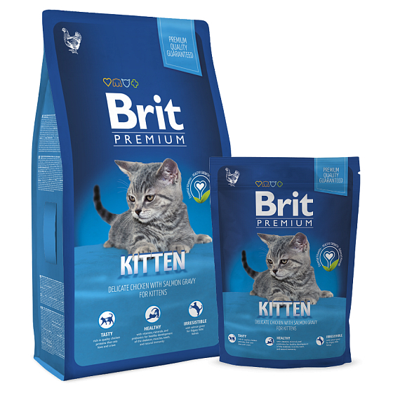 Brit Premium Kurča + losos s omáčkou pre mačiatka a gravidné a dojčiace mačky 8 kg Kompletné krmivo