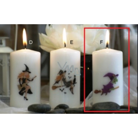 Lima Čarodejnica fialová sviečka s potlačou valec biela 50 x 100 mm 1 kus