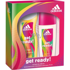 Adidas Get Ready! for Her parfumovaný deodorant sklo 75 ml + sprchový gél 250 ml, kozmetická súprava 2016
