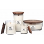 Woodwick White Tea & Jasmine - Biely čaj a Jazmín vonná sviečka s dreveným knôtom a viečkom sklo stredná 275 g