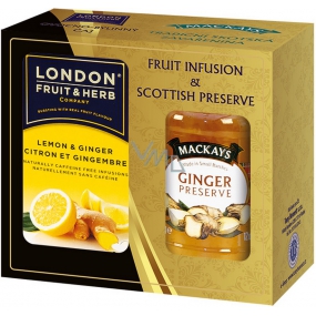 London Fruit & Herb Lemon & Ginger ovocno-bylinný čaj 20 vrecúšok x 2 g + zázvorová zaváranina 340 g, sada