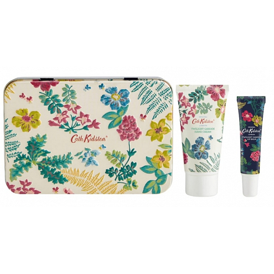 Heathcote & Ivory Twilight Garden krém na ruky 50 ml + balzam na pery 10 ml + plechová krabička, kozmetická sada
