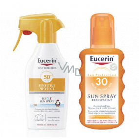 Eucerin Sun Sensitive Protect SPF 50 sprej na opaľovanie 200 ml + SPF30 transparentné sprej pre deti 200 ml