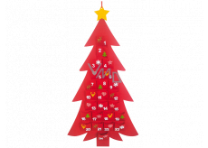 Adventný kalendár z plsti červený stromček 50 x 93 cm