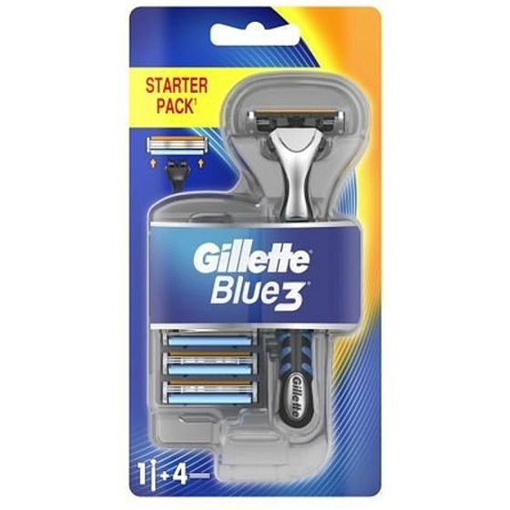 Gillette Blue 3 holiaci strojček + náhradné hlavice pre mužov 3 kusy