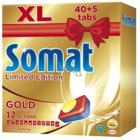 Somat Gold 12 Action Lemon Tablety do umývačky, pomáhajú odstrániť aj odolné nečistoty bez predumytia 40 + 5 kusov