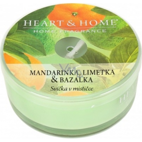 Heart & Home Mandarínka, limetka a bazalka Sójová vonná sviečka v mištičke horí až 12 hodín 36 g