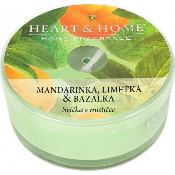 Heart & Home Mandarínka, limetka a bazalka Sójová vonná sviečka v mištičke horí až 12 hodín 36 g