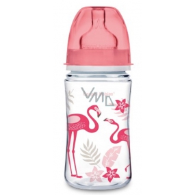 Canpol babies Jungle Fľaša sa širokým hrdlom ružová pre deti od 3 mesiacov 240 ml