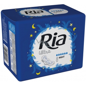 Ria Ultra Night nočné hygienické vložky s krídelkami 8 kusov