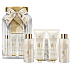 Grace Cole Warm Vanilla & Sweet Almond telový krém 50 ml + krém na ruky a nechty 50 ml + pena do kúpeľa 100 ml + gél na umývanie 100 ml + špongia na umývanie + sklenená nádoba, kozmetická sada pre ženy
