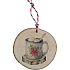 Bohemia Gifts Ručne vyrobená drevená vianočná ozdoba Hrnček s čokoládou 6 cm