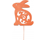 Drevený oranžový zajac 8 cm + drôt, 1 kus