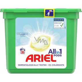 Ariel All in 1 Pods Sensitive Skin gélové kapsuly na pranie detskej bielizne a citlivej pokožky 26 kusov 692 g