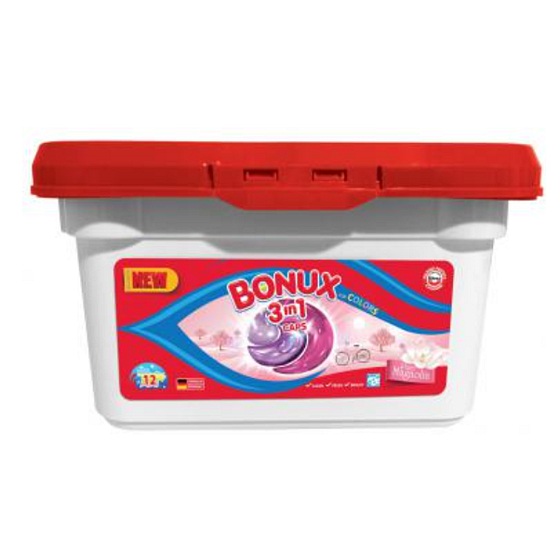 Bonux Color Pure Magnolia 3v1 gélové kapsuly na pranie farebnej bielizne 12 kusov