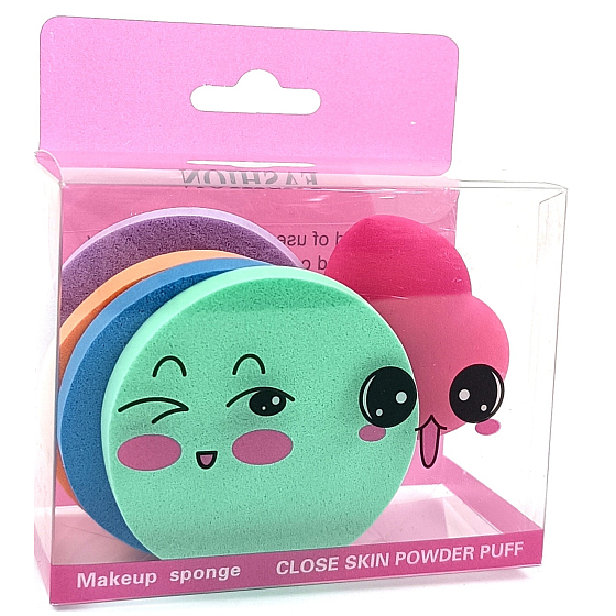 Hubka na make-up 4,5 cm 1 kus + guľatá hubka na make-up a púder 5,5 cm 5 kusov