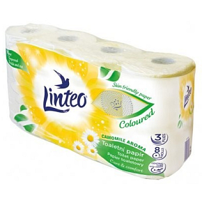 Linteo toaletný papier harmanček, 3 vrstvový, 20 metrov, 8 rolí