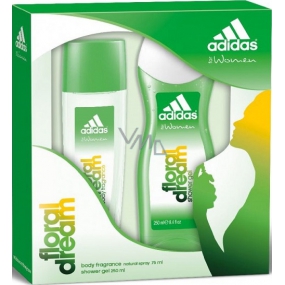 Adidas Floral Dream parfumovaný dezodorant sklo pre ženy 75 ml + sprchový gél 250 ml, kozmetická sada