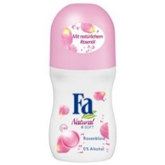 Fa Natural & Soft Rose & Almond Milk guličkový dezodorant roll-on pre ženy 50 ml