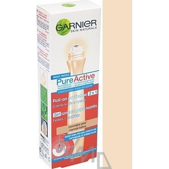Garnier Skin Naturals Pure Active 2v1 roll-on proti akné pre svetlú pleť 15 ml