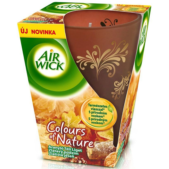 Air Wick Colours of Nature Zlatistý jeseň Prémiová vonná sviečka v skle 150 g