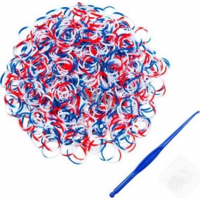 Loom Bands gumičky na pletení náramků Bílo-červeno-modré 200 kusů