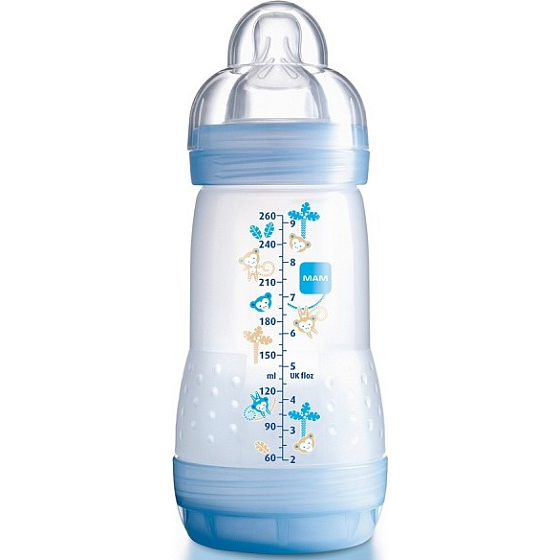 Mám Anti-Colic antikolikovú fľašu na kŕmenie, silikónová jemná cumlík rôzne farby 2+ mesiacov 260 ml