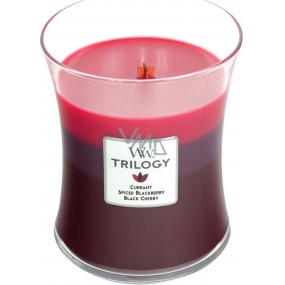 Woodwick Trilogy Sun Ripened Berries - Letné bobule vonná sviečka s dreveným knôtom a viečkom sklo stredná 275 g