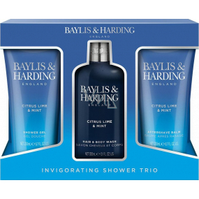 Baylis & Harding Men 'Citrus Lime & Mint umývací gél na telo a vlasy 300 ml + sprchový gél 200 ml + balzam po holení 200 ml, kozmetická sada pre mužov