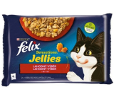 Felix Sensations Jellies Multipack hovädzie a kuracie mäso v ochutenom želé, kompletné krmivo pre dospelé mačky 4 x 85 g