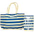 Dolce & Gabbana Svetlomodrá plátenná taška s prúžkami 33 x 30 x 11 cm