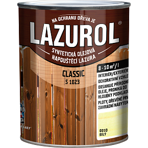 Lazurol Classic S1023 tenkovrstvá lazura na drevo s obsahom olejov, 0010 biela, 750 ml