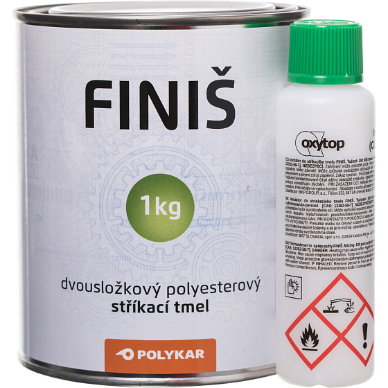 Polykar Finiš striekací tmel, dvojzložkový polyesterový + tužidlo, 1 kg