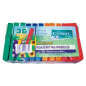 Clanax Štipce na bielizeň plastové farebné 36 kusov