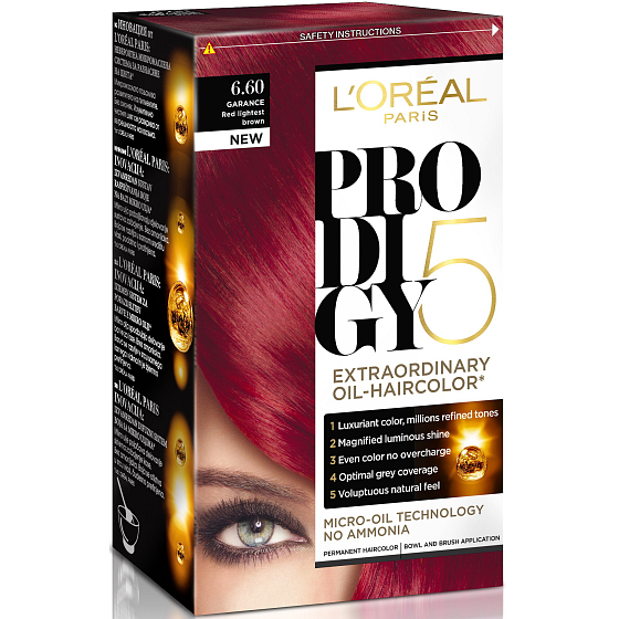 Loreal Paris Prodigy 5 farba na vlasy 6.60 veľmi intenzívna červená