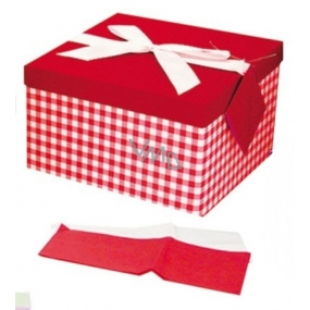 Anjel Darčeková krabička skladacia s mašľou celoročné červená-kocka 22 x 22 x 13 cm