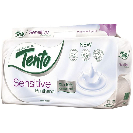 Tento Sensitive Panthenol parfumovaný 3vrstvový 8 kotúčov