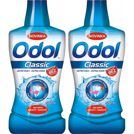 Odol Classic ústna voda proti zubnému kazu 2 x 500 ml, duopack