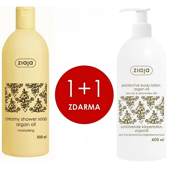 Ziaja Arganový olej telové mlieko 400 ml + Arganový olej sprchový gél s olejom 500 ml, duopack