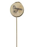 Bohemia Gifts Drevený zápich k bylinkám s potlačou - Oregano priemer kolieska je 5 - 8 cm