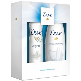 Dove Nourishing Deeply sprchový gél 250 ml + Original antiperspirant sprej pre ženy 150 ml, kozmetická sada