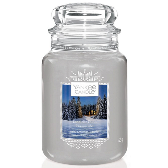 Yankee Candle Candlelit Cabin - Chata osvetlená sviečkou vonná sviečka Classic veľká sklo 625 g Christmas 2020